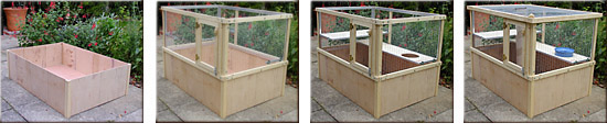 Four pictures of Kali's house showing how the sections are put together